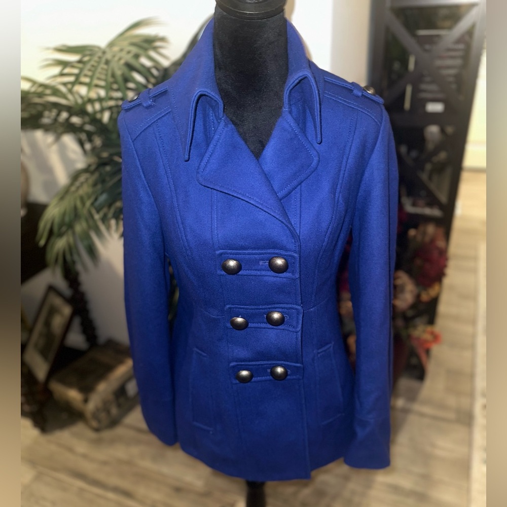 Esprit Women's Double-Breasted Blue Peacoat